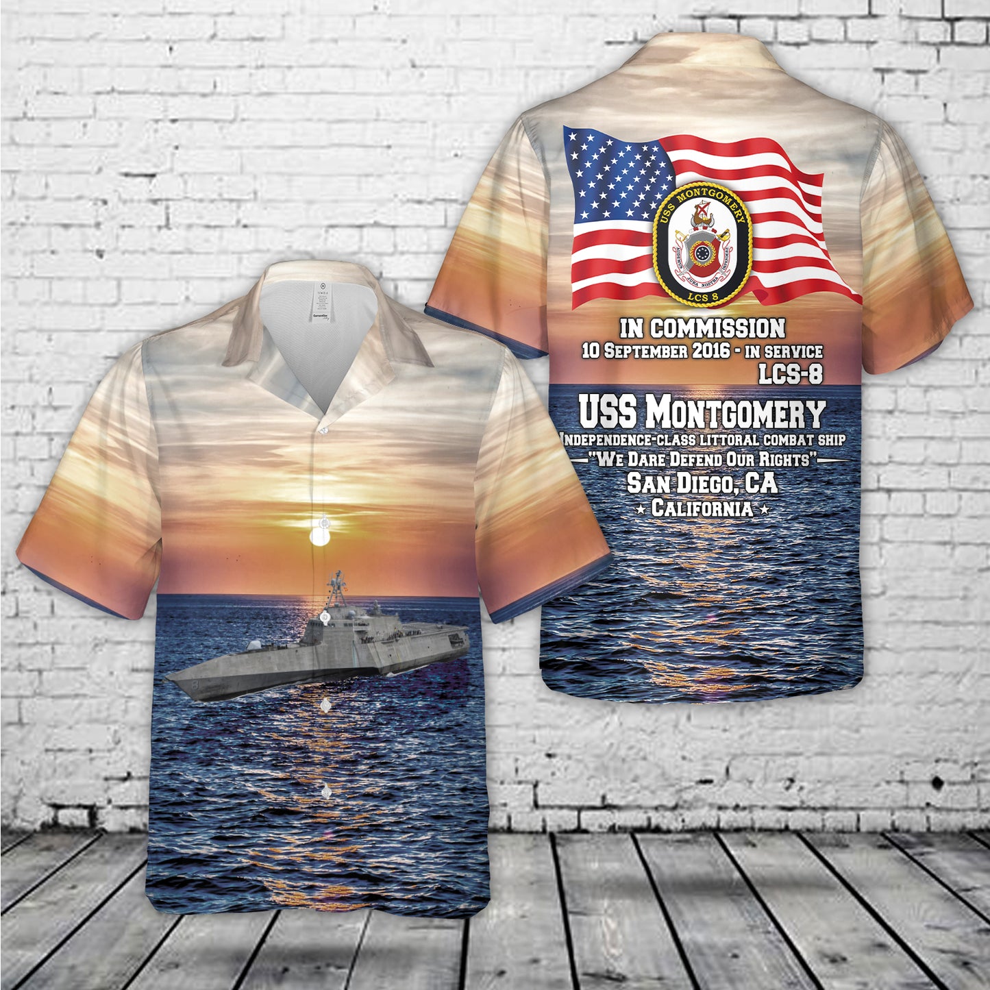 US Navy USS Montgomery (LCS-8) Independence-class littoral combat ship Hawaiian Shirt