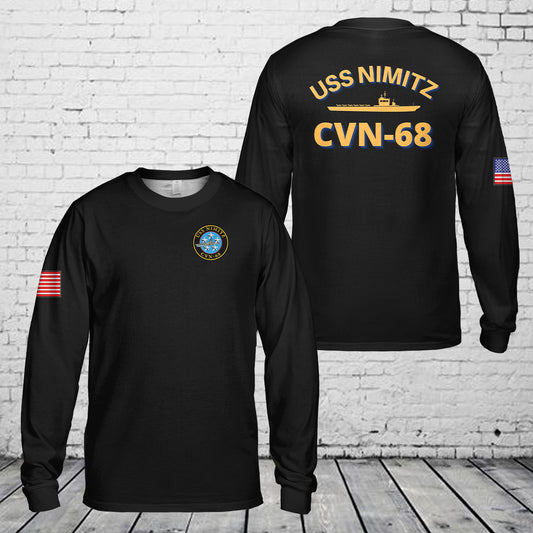 US Navy USS Nimitz (CVN-68) Aircraft Carrier Long Sleeve Shirt