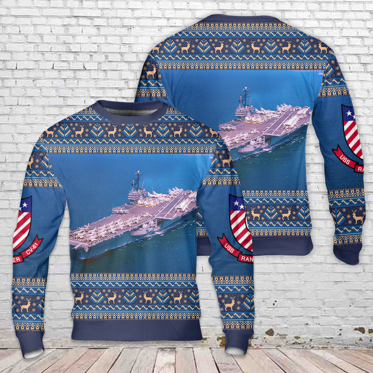 US Navy USS Ranger (CV/CVA-61) Christmas Sweater