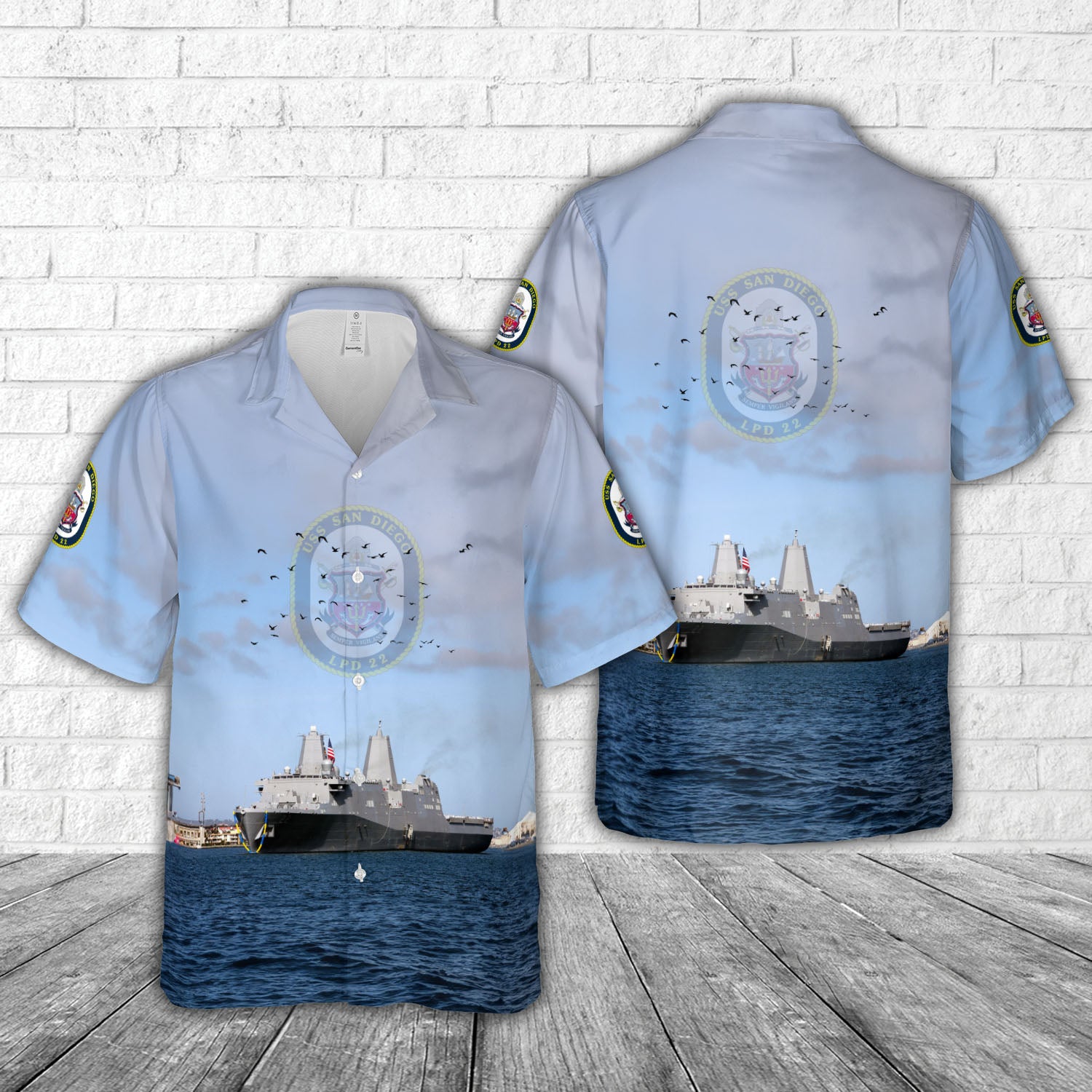 US Navy USS San Diego (LPD-22) Hawaiian Shirt