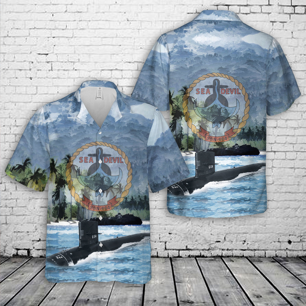 US Navy USS Sea Devil (SSN-664) Hawaiian Shirt