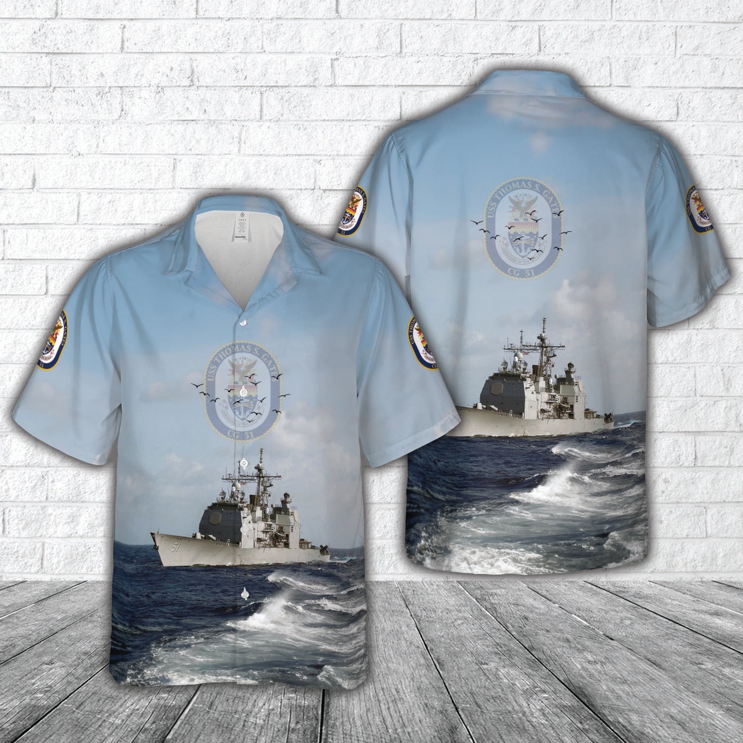 US Navy USS Thomas S. Gates (CG-51) Ticonderoga-class cruiser Hawaiian Shirt