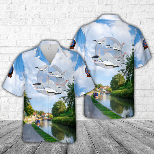 US Navy VA-94 Shrikes USS Enterprise 1983 A-7E Corsair II Hawaiian Shirt