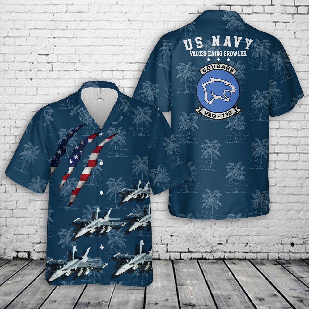 US Navy VAQ-139 EA-18G Growler Hawaiian Shirt