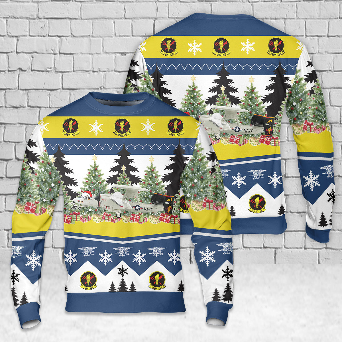 US Navy VAW-125 Tigertails E-2D AOP Christmas Sweater