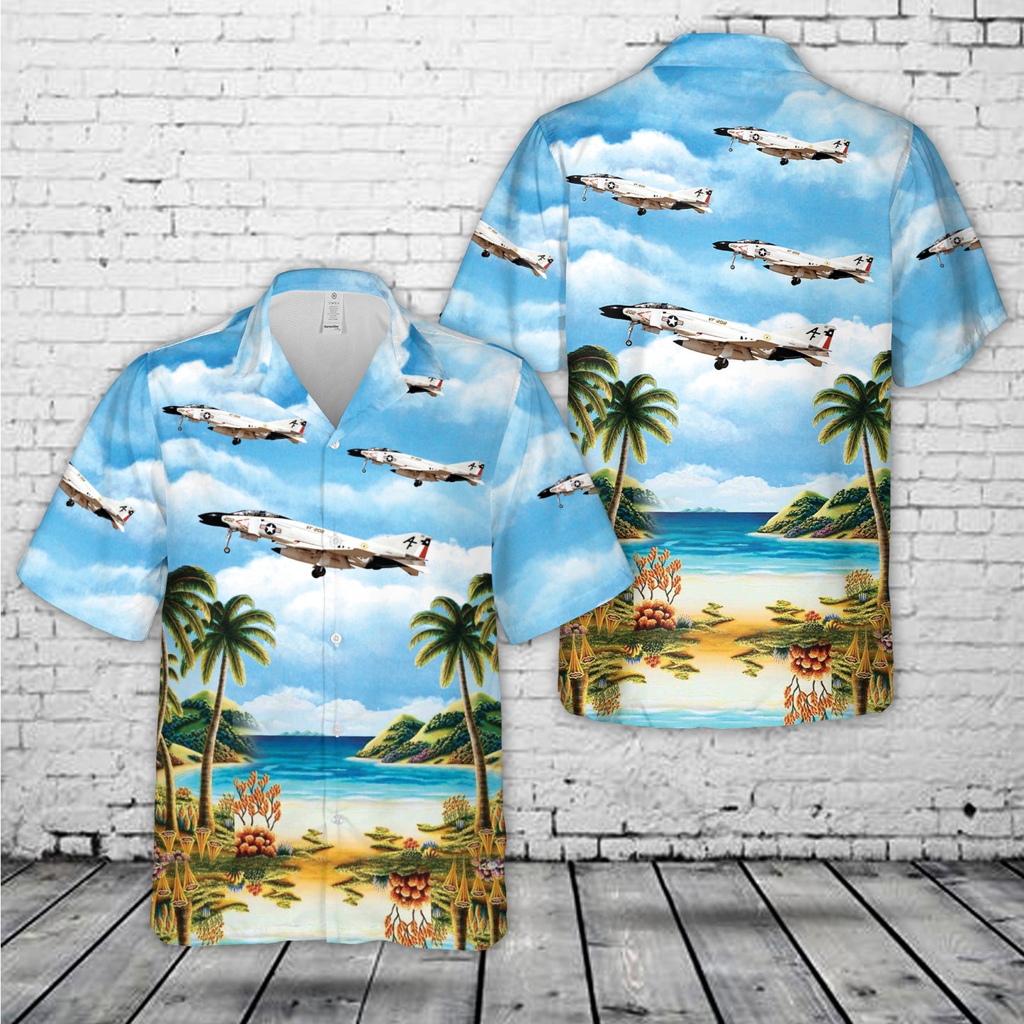 US Navy VF-202 Superheats F-4N Phantom II Hawaiian Shirt