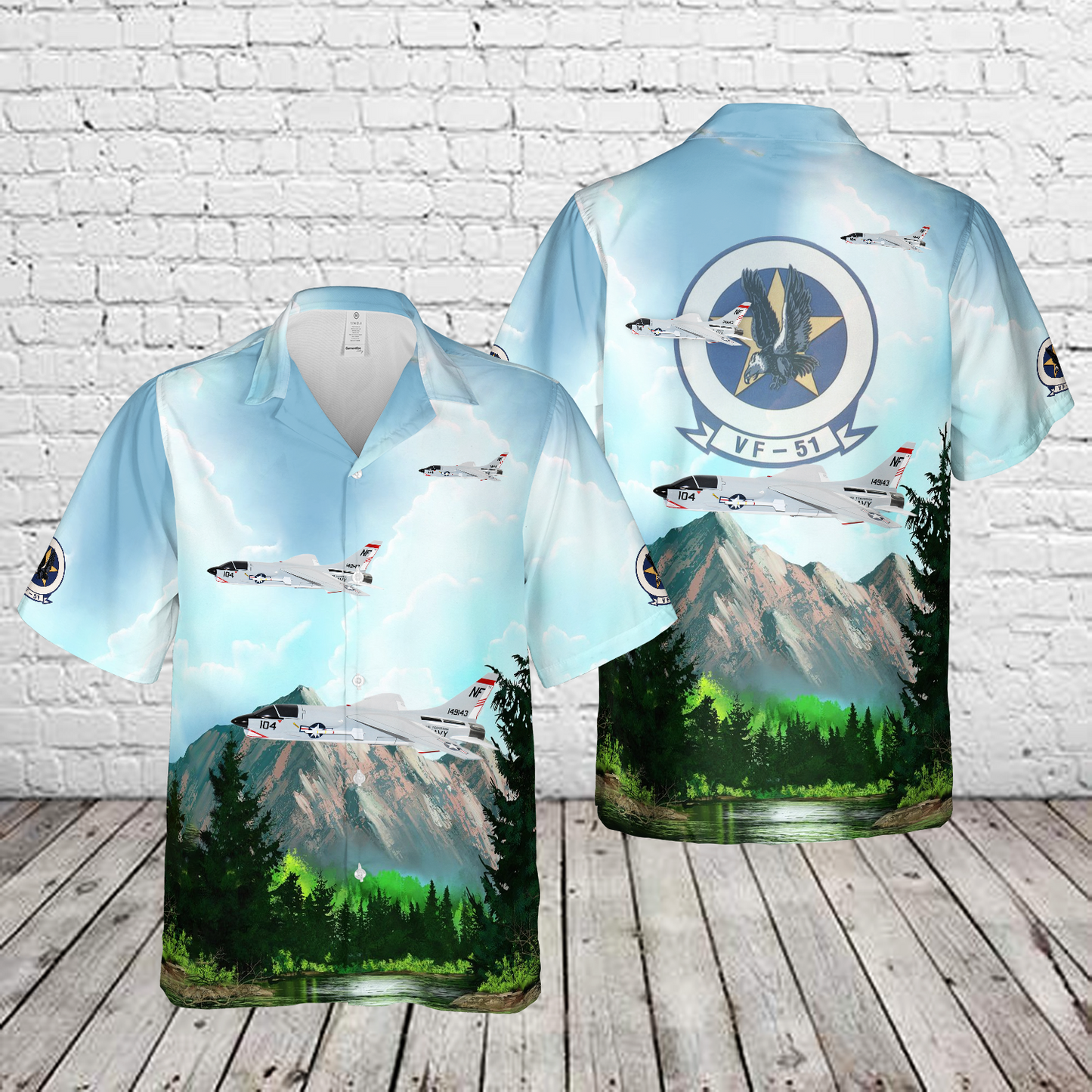 US Navy VF-51 Screaming Eagles F-8 Crusader Hawaiian Shirt