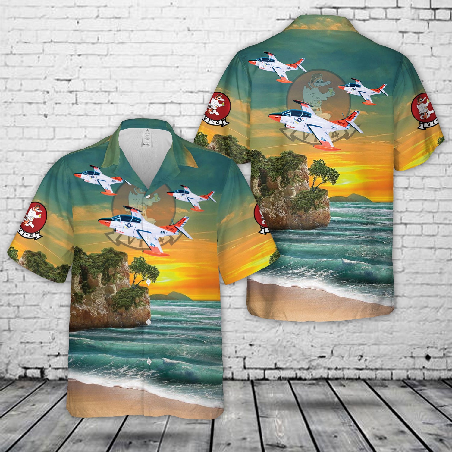 US Navy VT-4 Warbucks Squadron T-2 Hawaiian Shirt