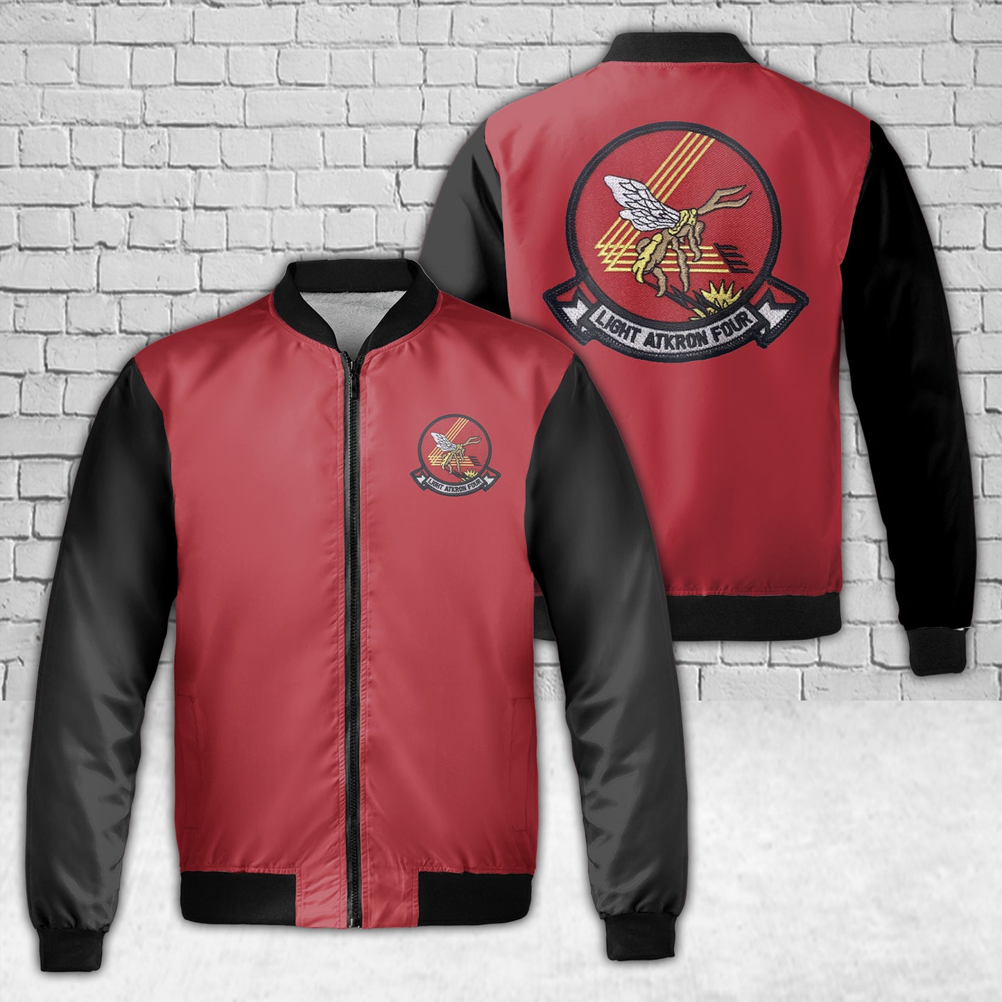 US Navy Vietnam VAL 4 Broncos Light Atkron Four AOP Fleece Bomber Jacket