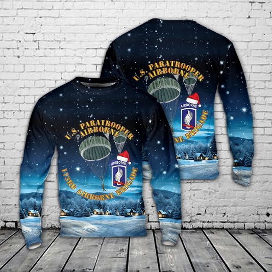 US Paratrooper 173rd Airborne Bde AOP Christmas Sweater