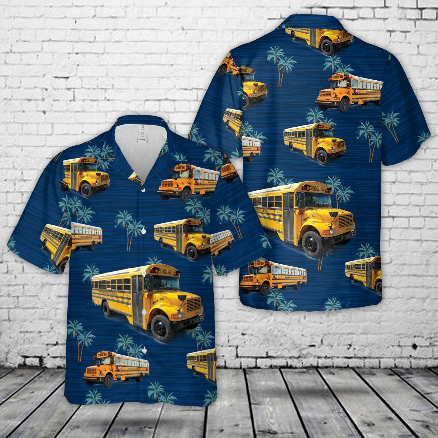 US School Bus Hawaiian Shirt