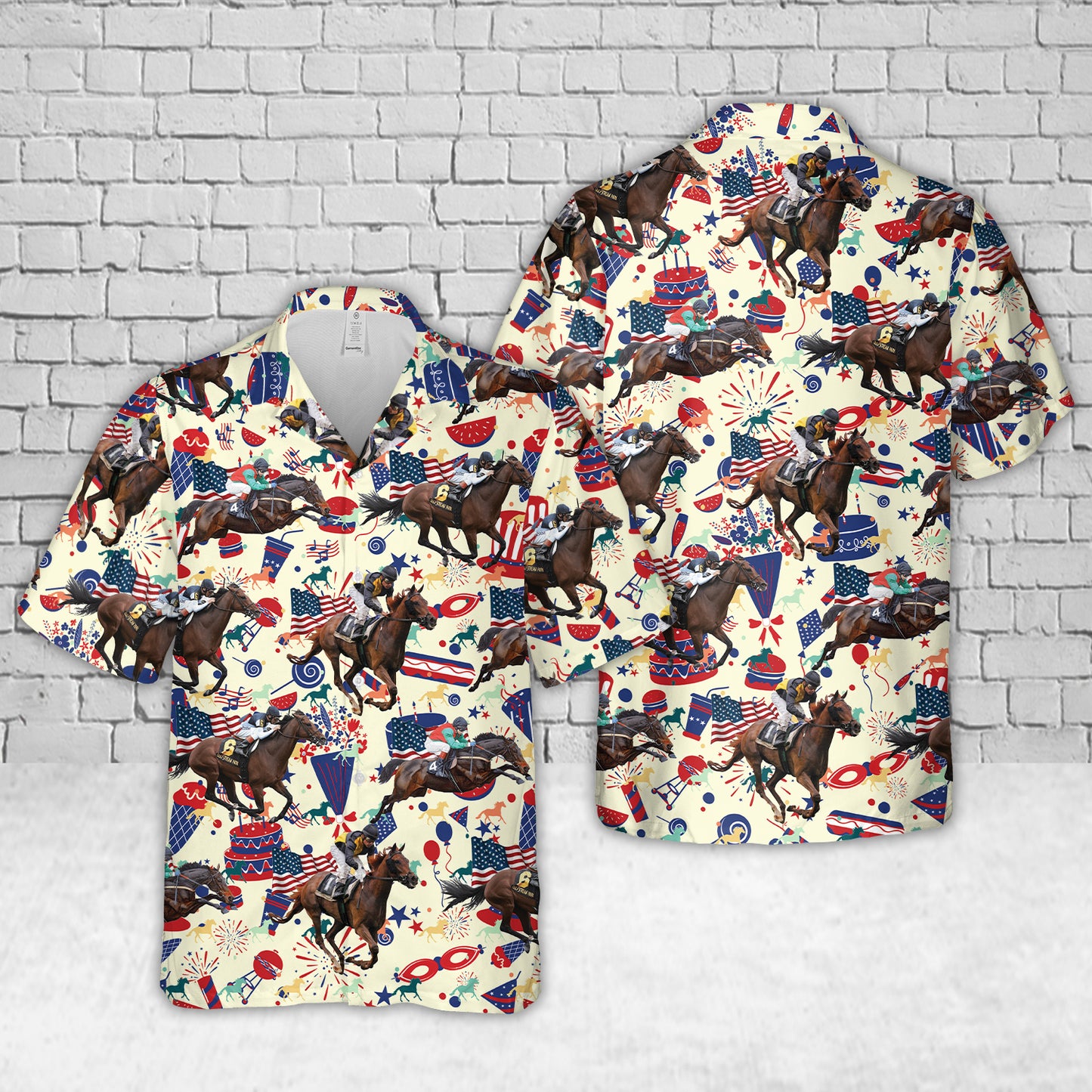 US Thoroughbred Horse Racing, 4th Of July Hawaiian Shirt