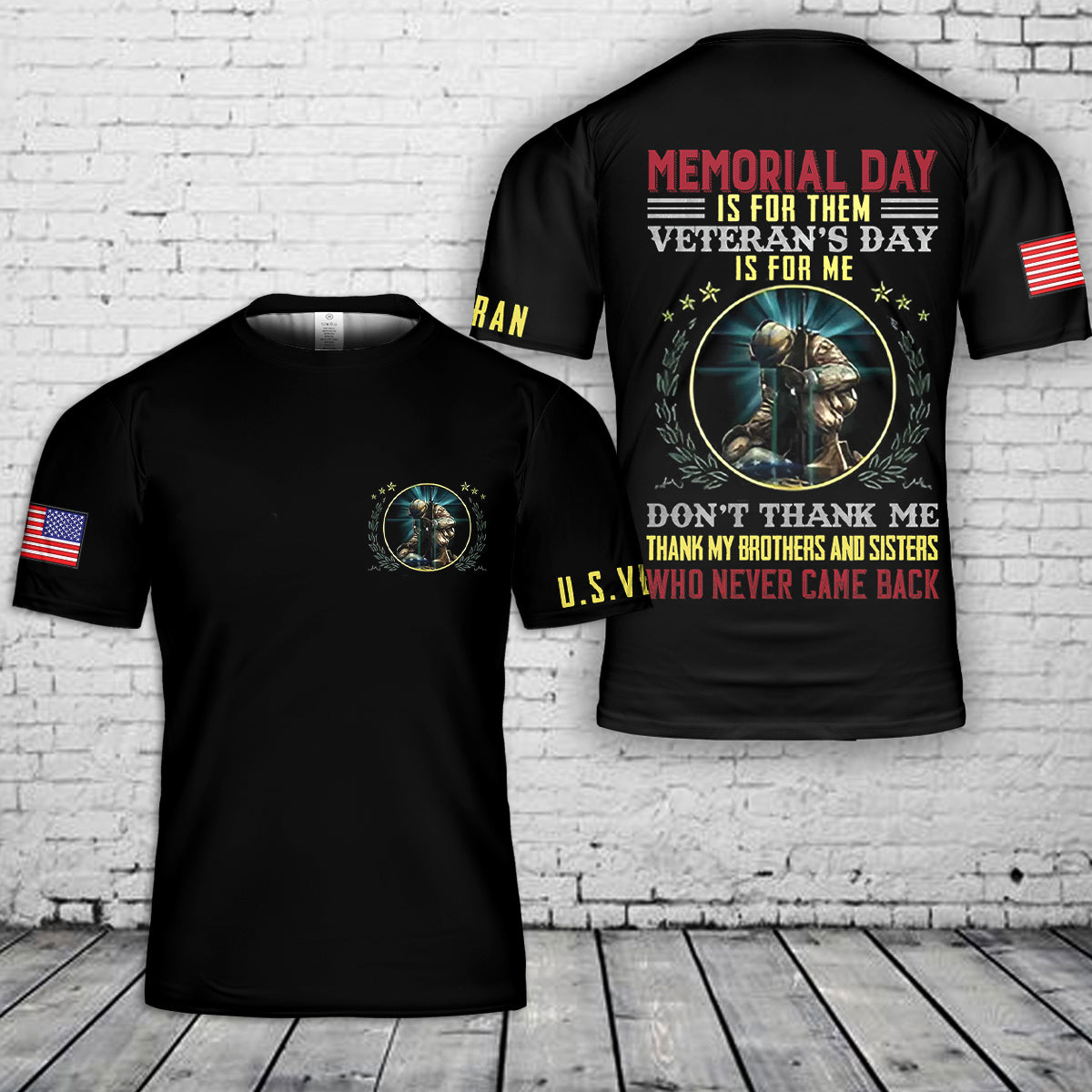 US Veteran Memorial Day T-Shirt 3D
