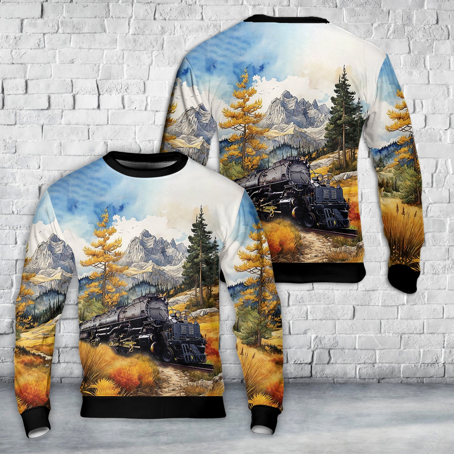 Union Pacific Railroad Big Boy No. 4014 Steam Christmas AOP Sweater