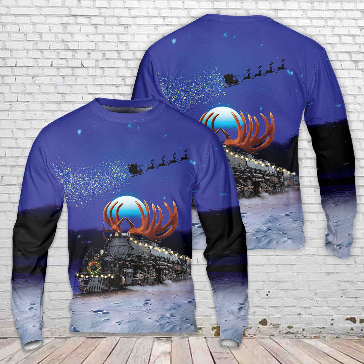 Union Pacific Steam Locomotive 4014 BIG BOY AOP Christmas Sweater