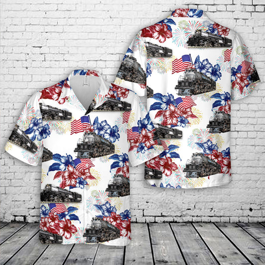 Union Pacific Steam Locomotive 4014 BIG BOY, 4th Of July Hawaiian Shirt