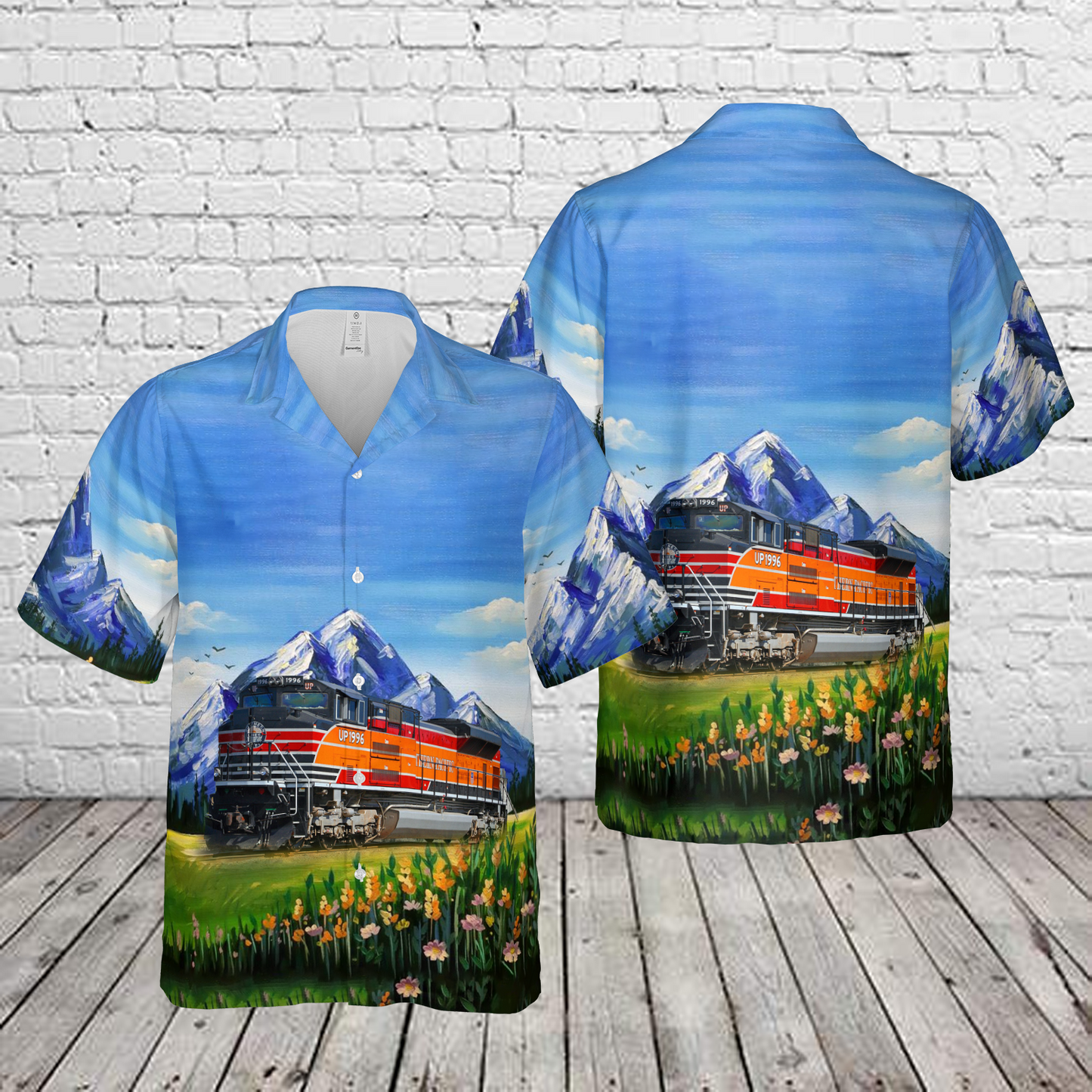 Union Pacific UP 1996 Locomotives Hawaiian Shirt