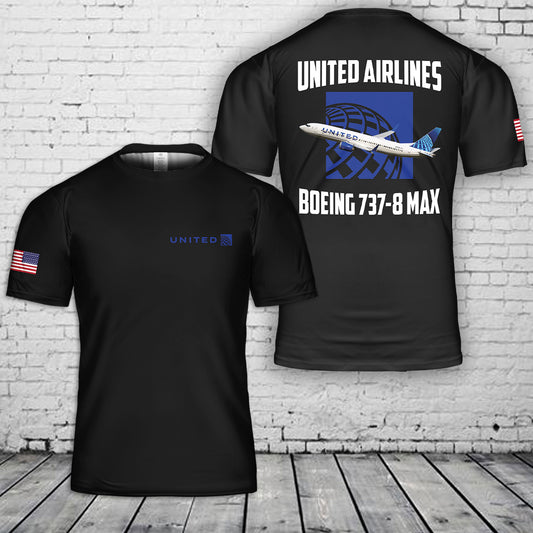 United Airlines Boeing 737-8 MAX 3D T-Shirt