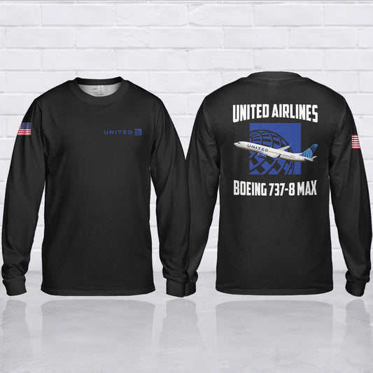 United Airlines Boeing 737-8 MAX Long Sleeve Shirt