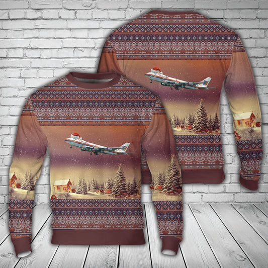 United Airlines Boeing 747-200 Christmas AOP Sweater