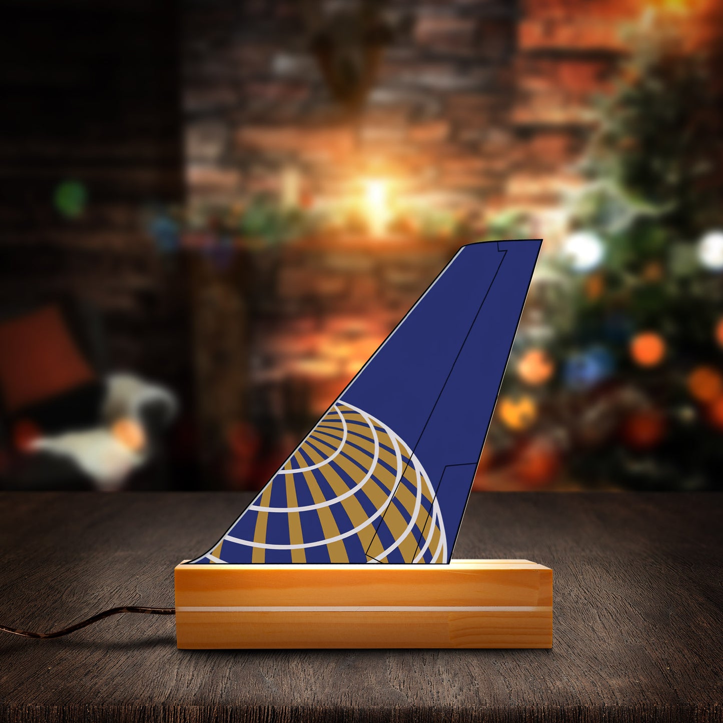 United Airlines Boeing 777-200 Continental "Globe" Tail Custom Shape Photo Night Light