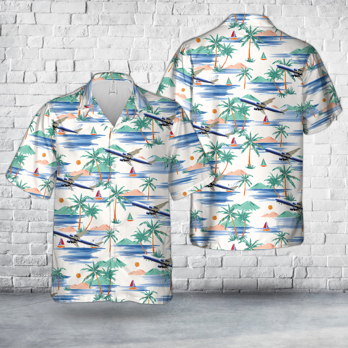 United Airlines Tulip Boeing 767-300ER Hawaiian Shirt