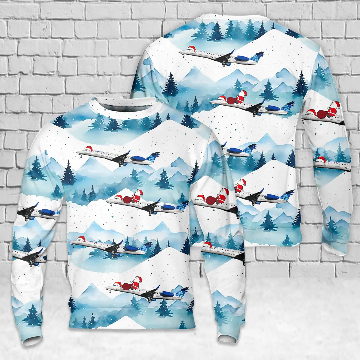United Express Embraer ERJ-145 AOP Christmas Sweater