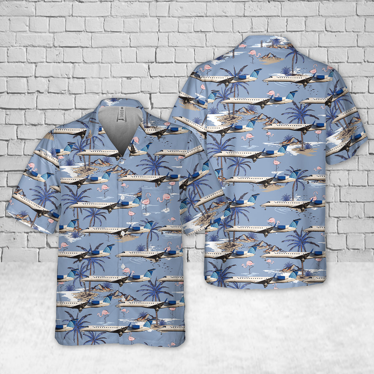 United Express Embraer ERJ-145 Pocket Hawaiian Shirt