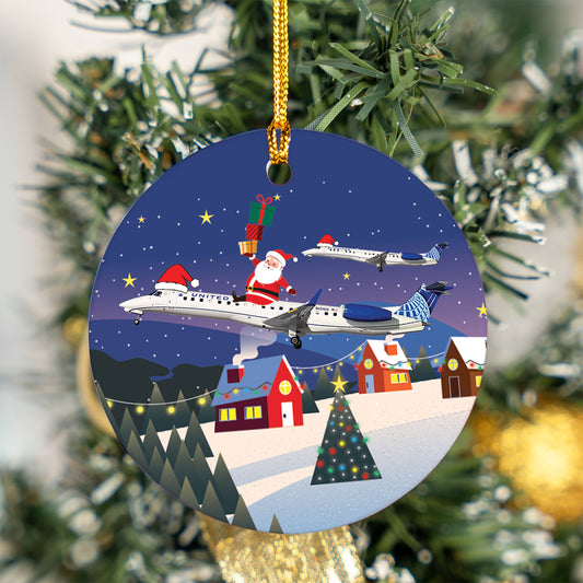 United Express (Commutair) Embraer ERJ-145XR Christmas Ceramic Ornament