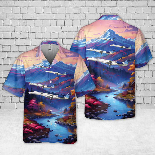 United Express (Commutair) Embraer ERJ-145XR Pocket Hawaiian Shirt