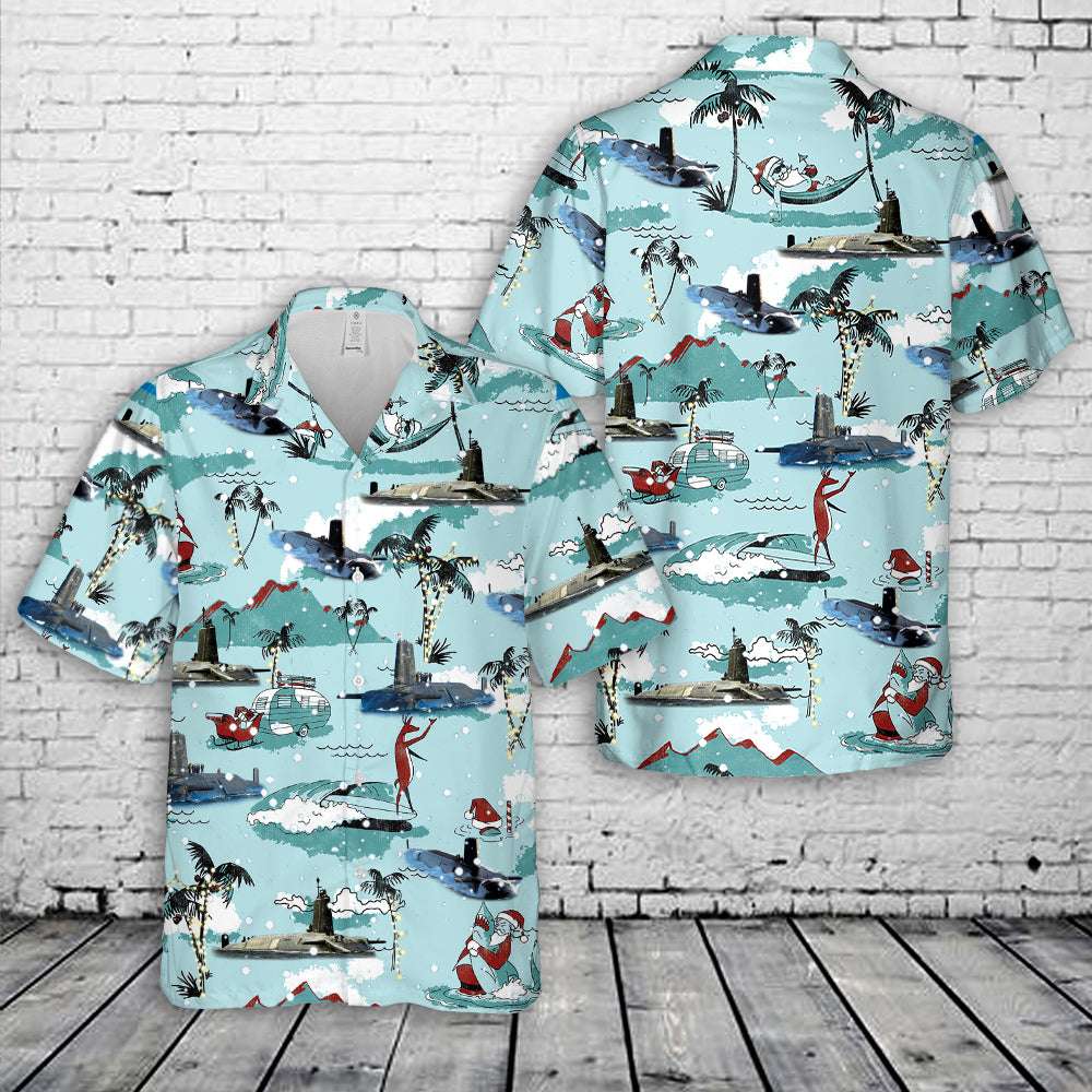 United Kingdom, Royal Navy Vanguard-class Submarine Christmas Hawaiian Shirt
