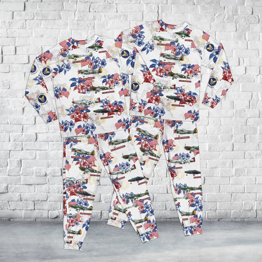 United States Army Air Force Fighters In WWII 1941-1945 Kid Raglan Pajamas Set