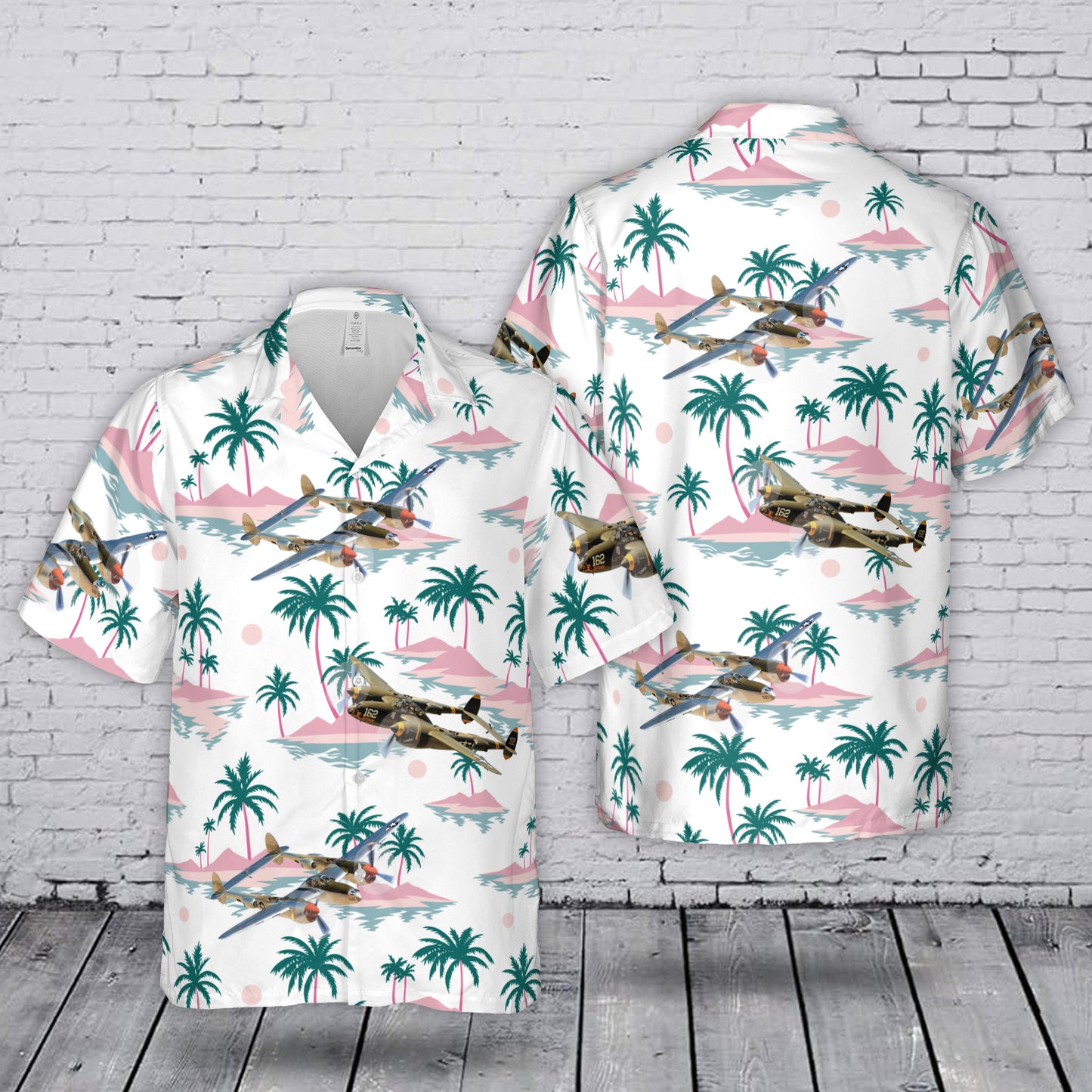 United States Army Air Forces (USAAF) Lockheed P-38J Lightning Air Museum Hawaiian  Shirt