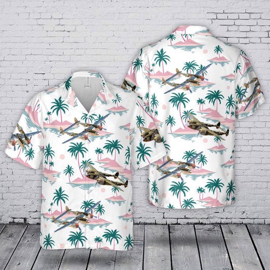 United States Army Air Forces (USAAF) Lockheed P-38J Lightning Air Museum Hawaiian  Shirt