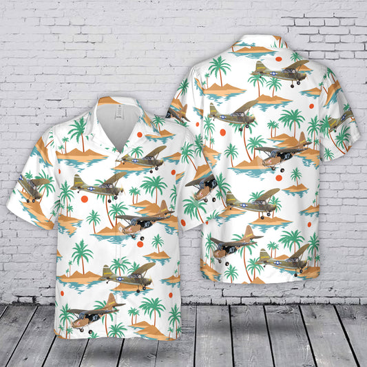 United States Army Air Forces (USAAF) Stinson L-5 Sentinel Air Museum Hawaiian Shirt