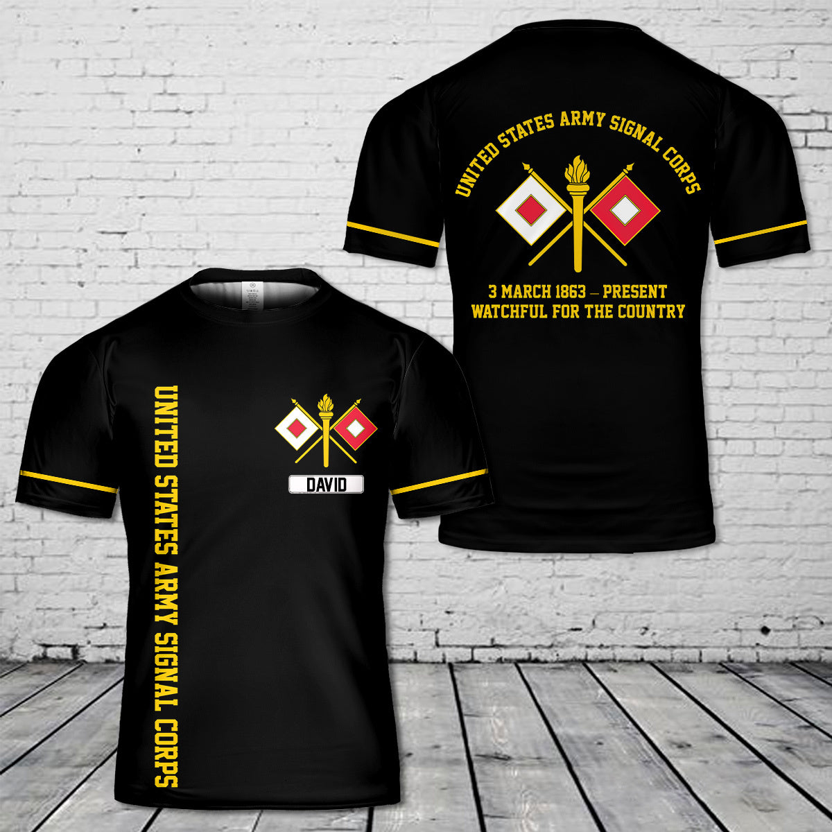 Custom Name United States Army Signal Corps 3D T-Shirt
