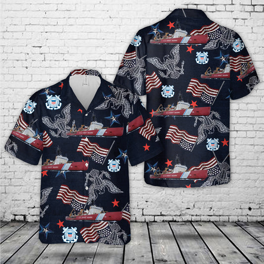 United States Coast Guard USCGC Polar Star (WAGB-10) Polar-class icebreaker, 4th Of July Hawaiian Shirt