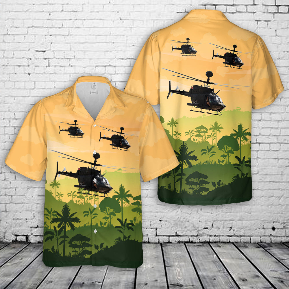 Us Army 82nd Airborne Oh-58d Kiowa Warrior Hawaiian Shirt
