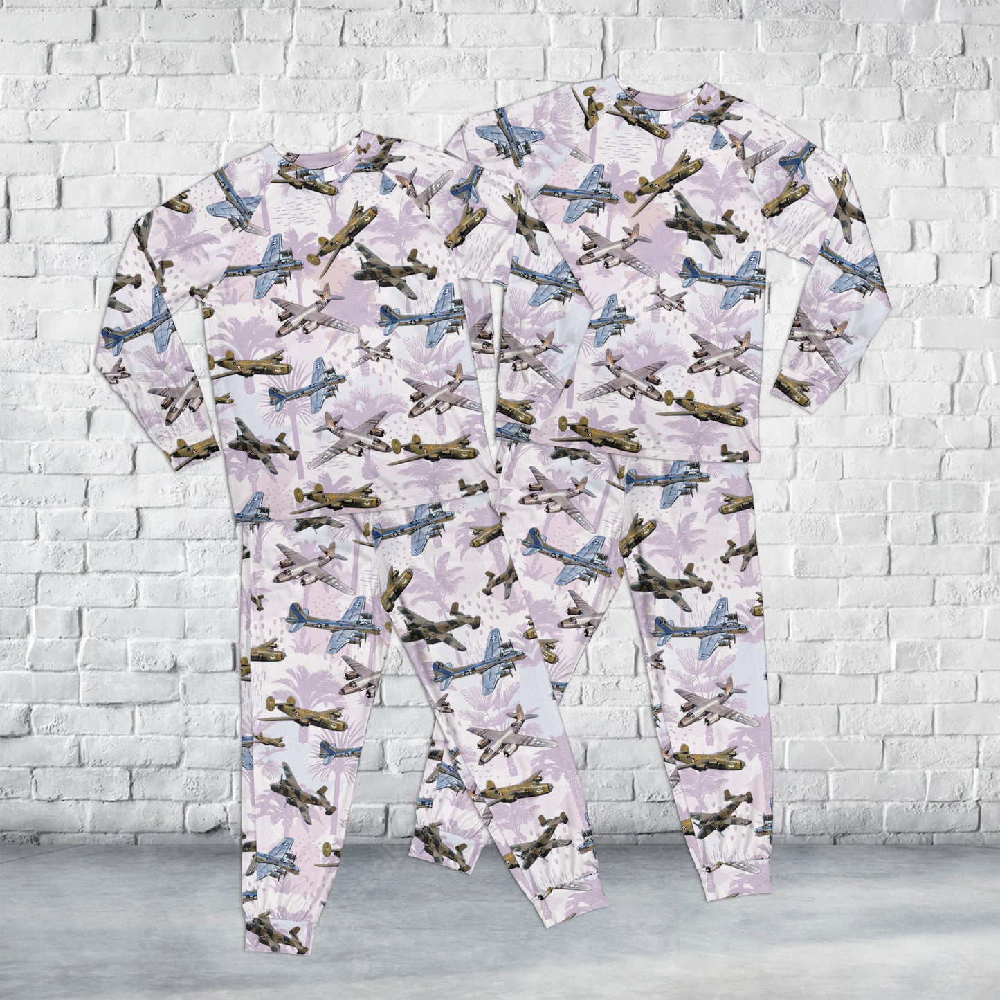 Usa WWII Bombers Aircraft Kid Raglan Pajamas Set