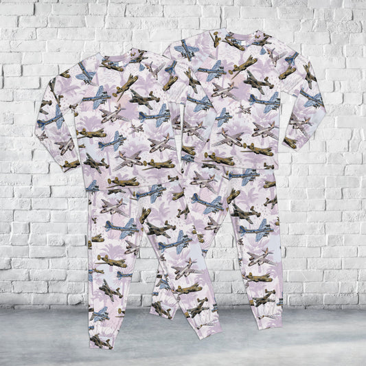 Usa WWII Bombers Aircraft Kid Raglan Pajamas Set