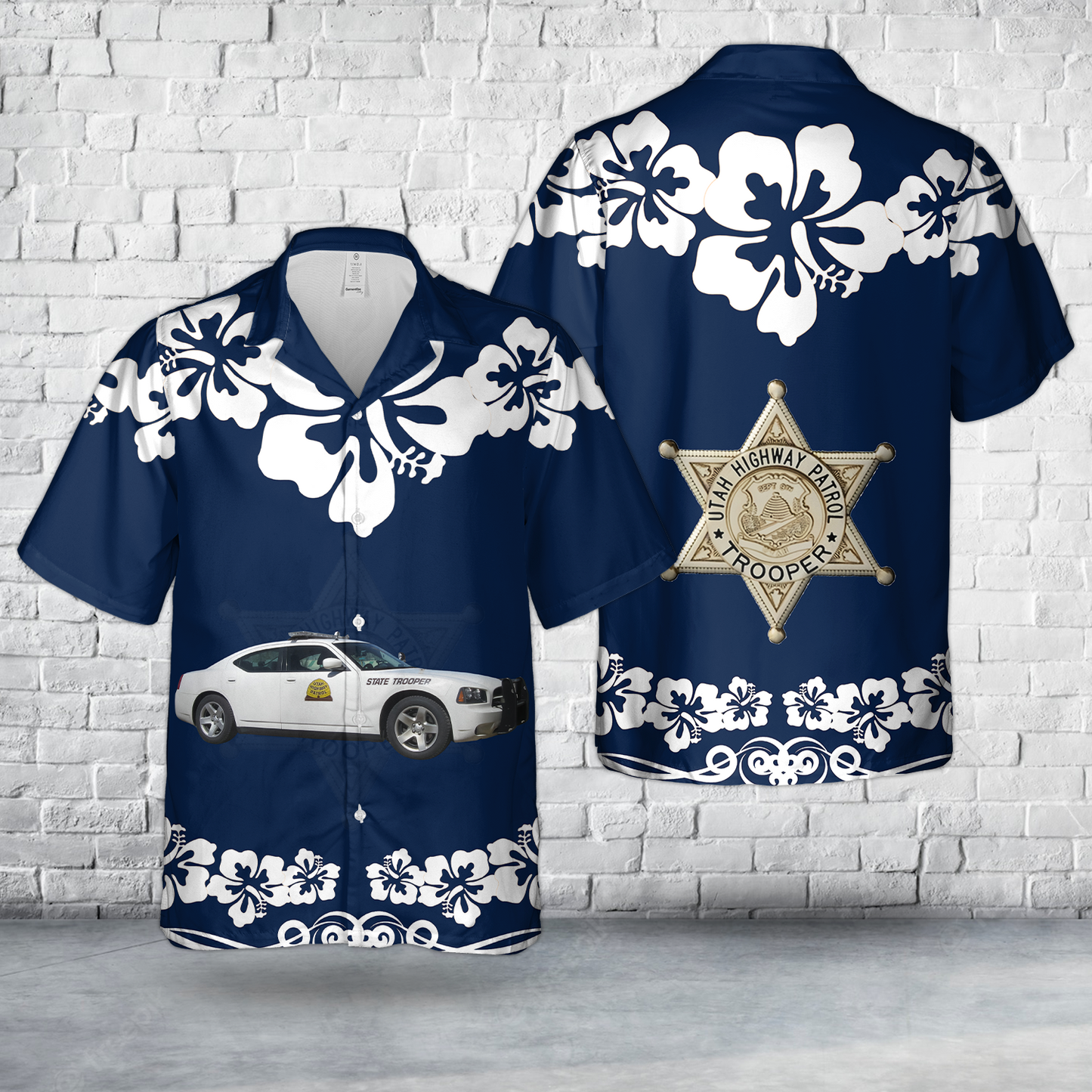 Utah Highway Patrol State Trooper - Dodge Charger Hawaiian Shirt