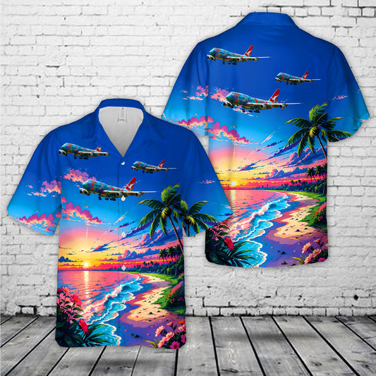 VH-EBU Boeing 747 Qantas in "Nalanji Dreaming" Colours Hawaiian Shirt