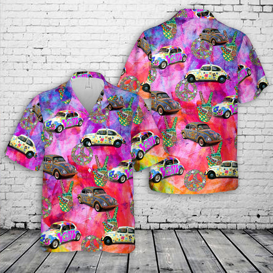 VW Beetle Sunflower Hippie Hawaiian Shirt
