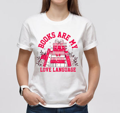 Valentine Book Lover Books Are My Love Language  Classic Unisex T-Shirt Gildan 5000 (Made In US)