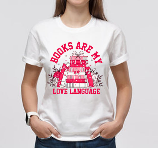 Valentine Book Lover Books Are My Love Language  Classic Unisex T-Shirt Gildan 5000 (Made In US)