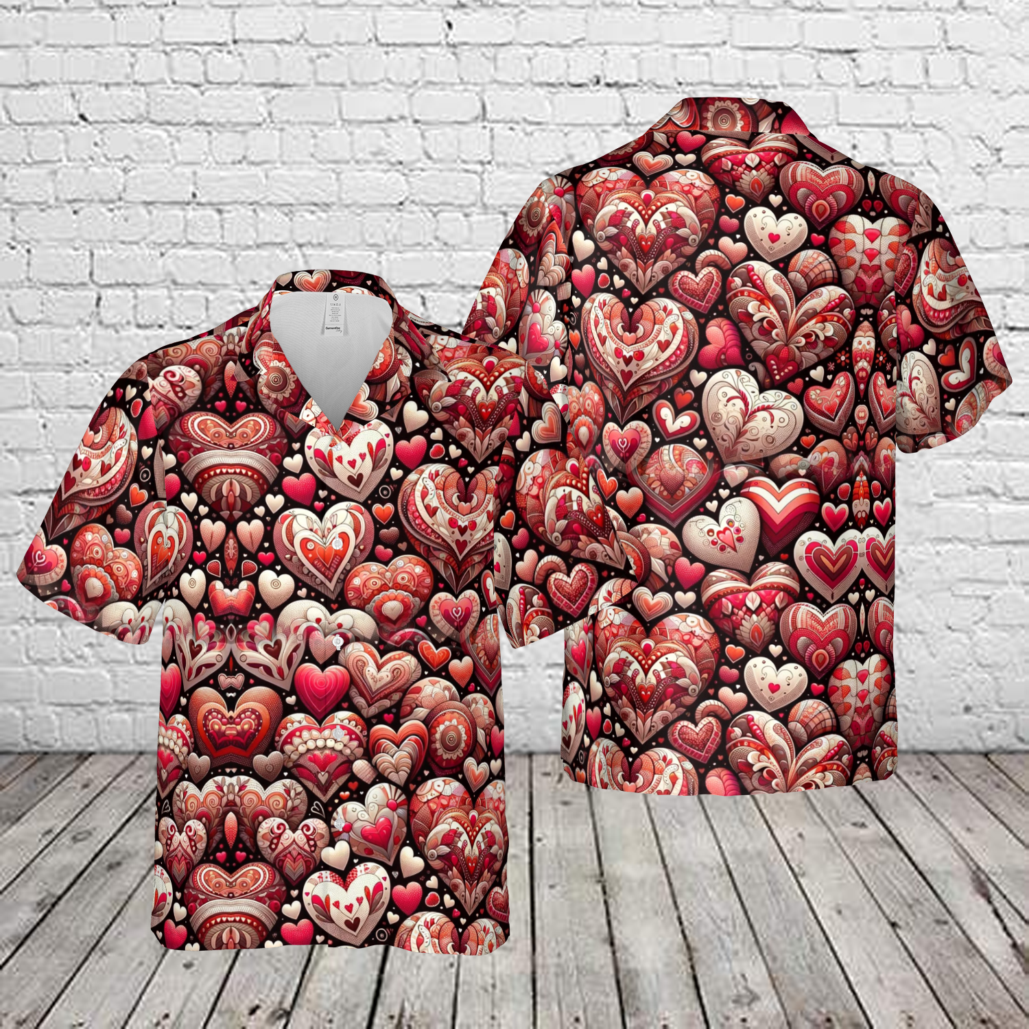 Valentine Hearts Pattern Hawaiian Shirt