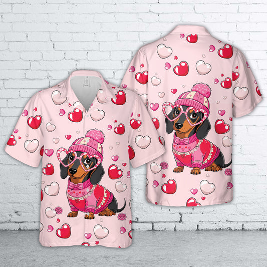 Valentine's Day Dachshund Dog Hawaiian Shirt
