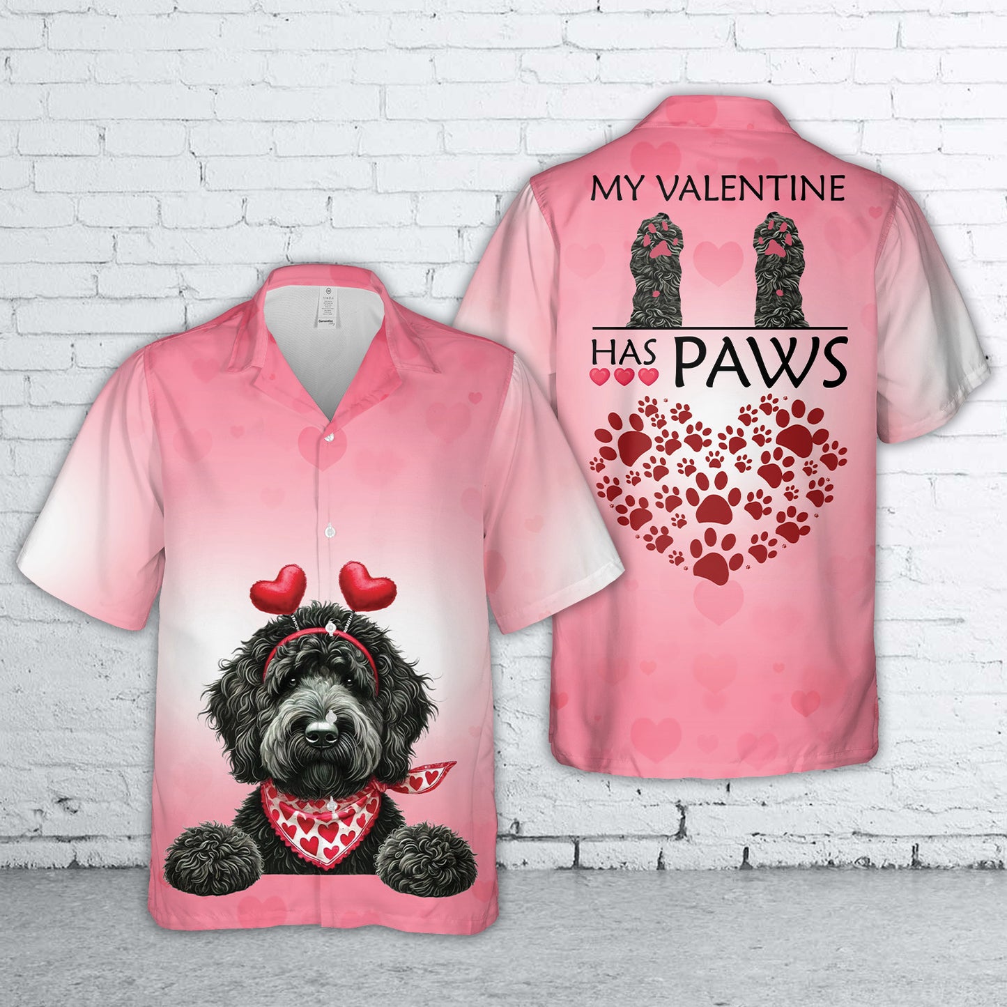 Valentine's Goldendoodle Puppy Hawaiian Shirt