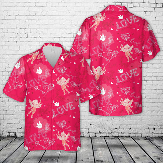 Valentines Day With Cupid Hawaiian Shirt