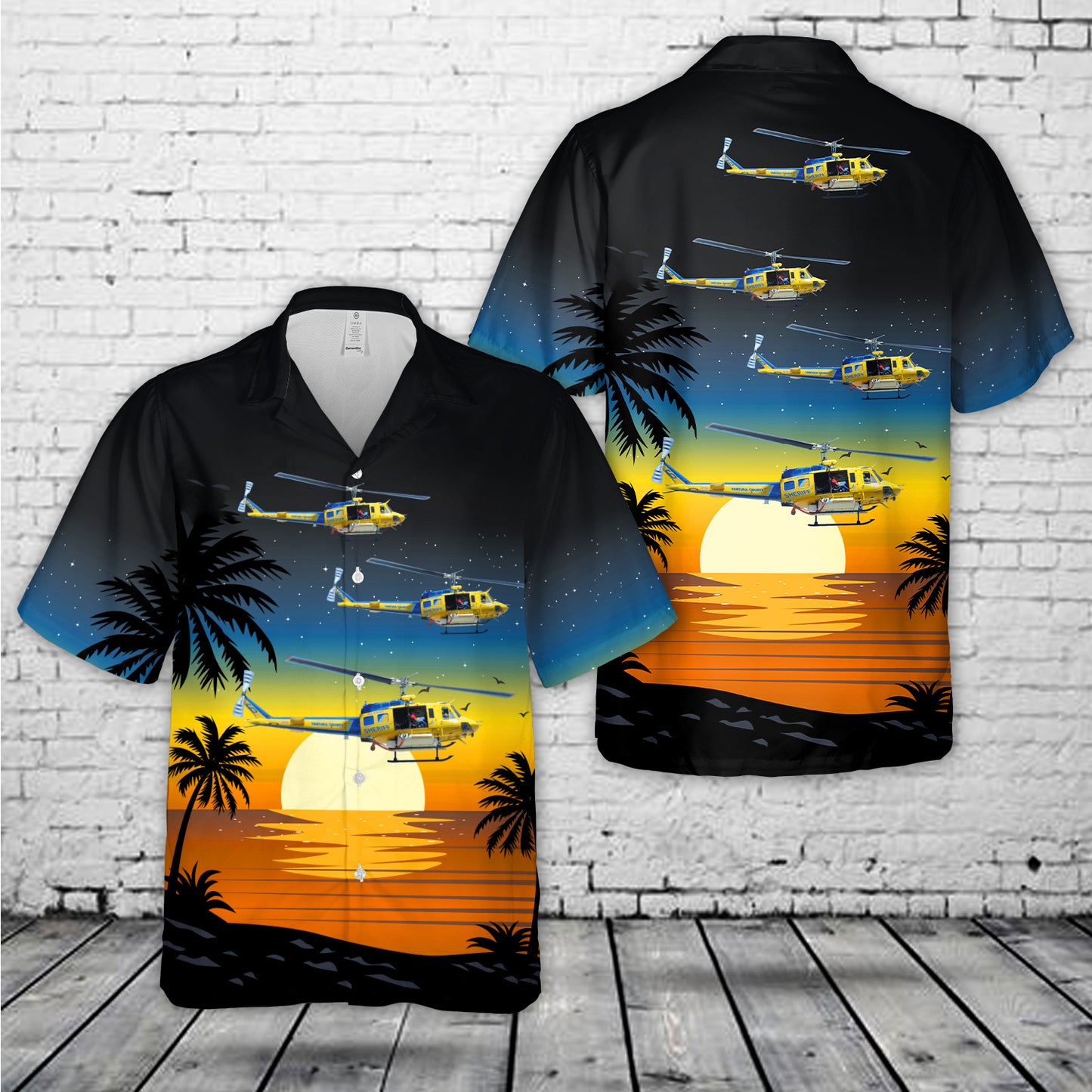 Ventura County Sheriff's Department Air Unit Fire Support Bell HH-1H Hawaiian Shirt